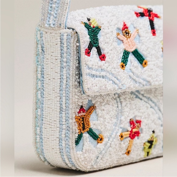 Anthropologie The Fiona Beaded Bag Winter Edition Snow Angels - Picture 8 of 14